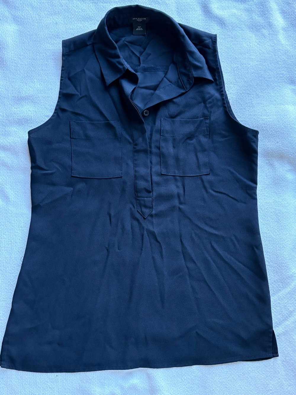 Ann Taylor Sleeveless Navy Blouse